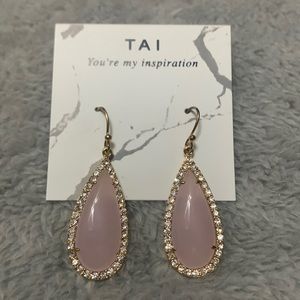 Tai Pink Elongated with Crystals Earrings